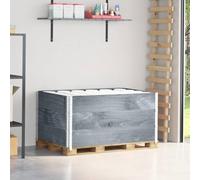 Pallet Top Frame Pack of 3 Grey 120 x 80 cm Solid Pine Wood Stackable with Galvanised Hinges for Storage Transport and Logistics in Industrial Workshop Shipping