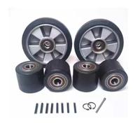 Pallet Truck Rollers Rubber Load Roller 2 Steering Wheels 200x 50mm, 4 Front Load Roller 80 x 70mm with Bearings ID 20mm Silence Load Capacity 3000kg 6pcs