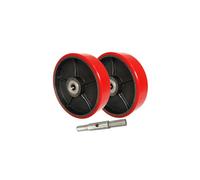 Pallet Truck Rollers Set of 2 - Pallet Jack Pallet Truck Steering Wheels with Axle 180x50mm (Diameter 180mm, Width 50mm) Poly Tread Steering Wheels Built-in Bearings ID 20mm, Manual Forklift Wheel Acc