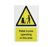 Pallet Trucks Operating In This Area Sign Safety Restriction Alert Attention Caution Warning Notice Aluminum Metal Tin Sign 12x16 Inch Plate