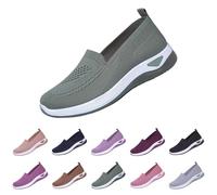 pallets for Sale Liquidation unclaimed Slip On Trainers Women Wide Fit Ladies Breathable Mesh Walking Running Shoes Comfortable Arch Support Soft Sole Athletic Deals+of The Day Sale Green 4.5