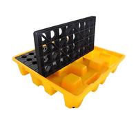 Pallets Garage Wall Racks Industrial Modular Spill Platform Containment Pallet Warehouses Factory，Stackable Low Profile Spill Containment Tray - Modular Design with Large Capacity Sump, Drai