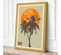Palm Against the Sun Vintage Canvas Wall Art Print 30x20 Inch (76 x 51 cm)