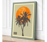 Palm Against the Sun Vintage Canvas Wall Art Print 30x20 Inch (76 x 51 cm)
