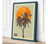 Palm Against the Sun Vintage Canvas Wall Art Print 36x24 Inch (91 x 61 cm)