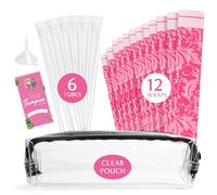 Palm and Plenty Disguised Tampon Flask Kit | 6 Leakproof Plastic Tubes with Wrappers, Clear Case | 90ml, Pink
