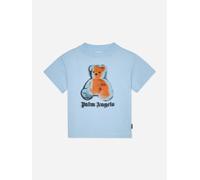 Palm Angels Boys Blurred Bear Regular T-Shirt in Blue - Blue - 10 Yrs