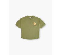 Palm Angels Boys Military Green Orange Kids Smiley Logo-print Cotton-jersey T-shirt 4-12+ Years 12+ Yr