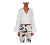 Palm Angels Cropped V-Neck Button-Front Shirt In White White 38