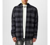 Palm Angels Curved Logo Checked Overshirt - Black - L