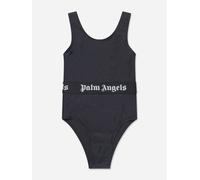 Palm Angels Girls Logo Band Swimsuit in Black - Green - 10 Yrs