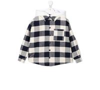 Palm Angels Kids check-print hooded overshirt - Blue 10