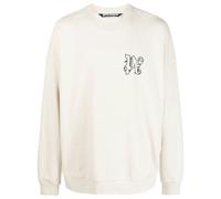 Palm Angels Linen Crewneck Beige Black - Mens - XL