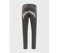 Palm Angels Logo Denim Straight Leg Jeans Black/White - Mens - 32W