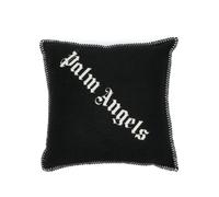 Palm Angels logo-print checked cushion - Black OS