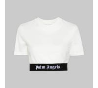 Palm Angels Logo Tape Crop Tee White White XXS