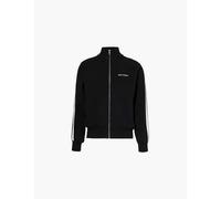 Palm Angels Mens Black White Brand-embroidery Striped-long-sleeves Relaxed-fit Knitted Jacket Xxl