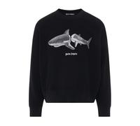Palm Angels Mens Broken Shark Logo Sweatshirt in Black Cotton - Size Large