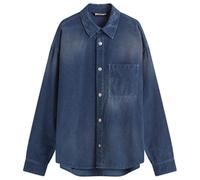 Palm Angels Men's Curved Logo Corduroy Overshirt Navy Blue
