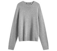 Palm Angels Men's Curved Logo Melange Crew Knit Grey