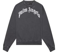 Palm Angels Mens GD Curved Logo Washed Black Sweater - Grey Cotton - Size Large