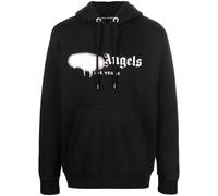 Palm Angels Mens Las Vegas White Spray Print Hoodie Black Cotton - Size Large