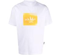 Palm Angels Mens Leaf Logo Classic White T-Shirt Cotton - Size Small