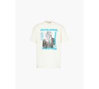 Palm Angels Mens Off White and Light Blue Oasis Graphic-print Cotton-jersey T-shirt S