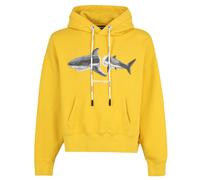 Palm Angels Mens Shark Logo Bright Yellow Hoodie Cotton - Size Small