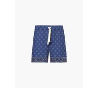 Palm Angels Mens Vy Blue Paisley-print Drawstring-waist Woven Shorts 36
