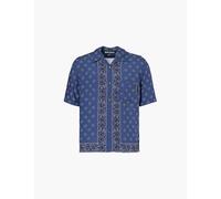 Palm Angels Mens Vy Blue Paisley-print Regular-fit Woven Shirt 38