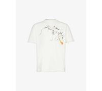 Palm Angels Mens White Black Foggy Graphic-print Cotton-jersey T-shirt Xs