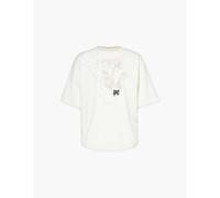 Palm Angels Mens White W Grey Portrait Pencil Graphic-print Relaxed-fit Cotton-jersey T-shirt S