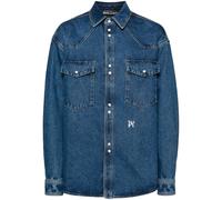 Palm Angels Monogram Denim Shirt Blue - Mens - M