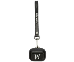 Palm Angels monogram-print leather AirPods case - Black One Size