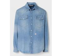 Palm Angels Pa Monogram Denim Shirt Light Blue - Mens - S