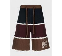 Palm Angels Pa Monogram Strip Knit Shorts Navy Blue - Mens - M