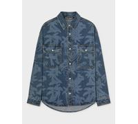 Palm Angels Palmity Laser Print Denim Shirt Light Blue - Mens - S