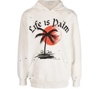 Palm Angels slogan-print paint splatter hoodie - White S