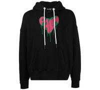 Palm Angels Spray Heart Design Black Hoodie - XL