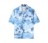 Palm Angels Sunset-print linen-blend shirt - Blue 44-46-48-50-52-54