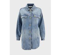 Palm Angels Washed Logo Denim Overshirt Blue - Womens - S