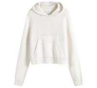 Palm Angels Women's Curved Logo Knitted Hoodie White/Light Beige