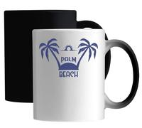 Palm Beach Minimalist Island Sunset Logo Ceramic Magic Mug White