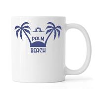 Palm Beach Minimalist Island Sunset Logo Ceramic Tea Coffee Mug White