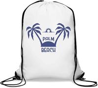 Palm Beach Minimalist Island Sunset Logo Gym Sack Casual Drawstring Bag White