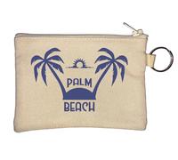 Palm Beach Minimalist Island Sunset Logo Key Chain Coin Purse Beige