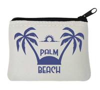 Palm Beach Minimalist Island Sunset Logo Neoprene Coin Purse Pouch 10x11cm White