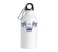 Palm Beach Minimalist Island Sunset Logo Tourist Water Bottle White