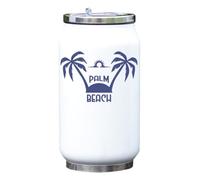 Palm Beach Minimalist Island Sunset Logo Vacuum Insulated Thermal Beverage Can Bottle White